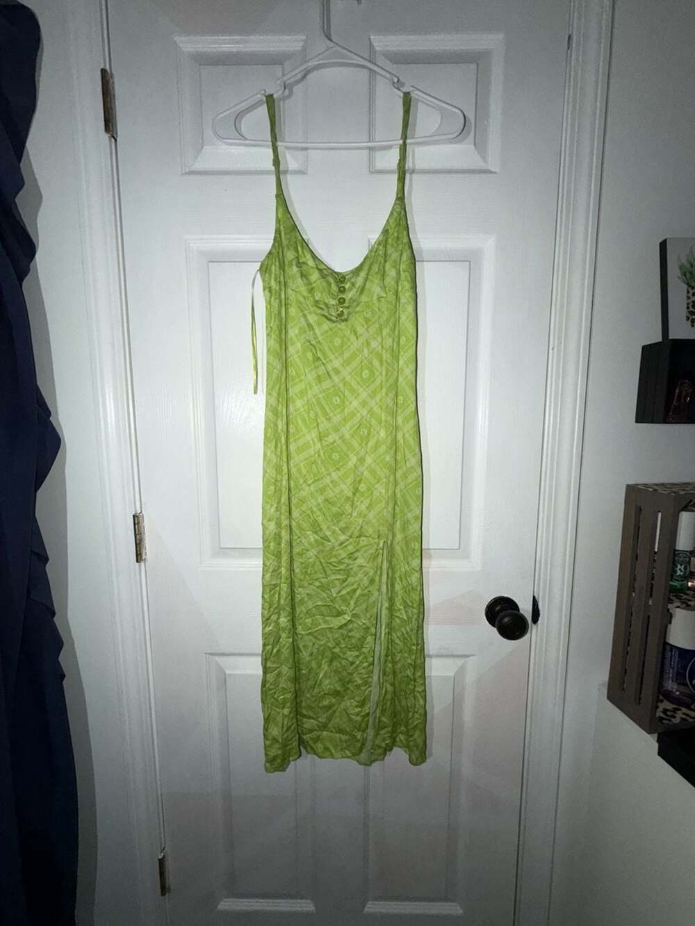 Urban Outfitters Green Plaid Button-Front Midi Sundress